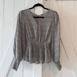 Sienna Sky Black Speckled Peplum Blouse - Small
